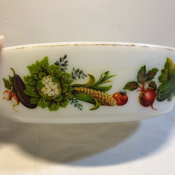 Vintage 1960s Pyrex Jaj Lidded Oval Casserole Dish Vegetable Pattern - Picture 10 of 16